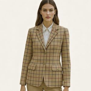 Pendleton Blazer Womens 6 Tan Plaid Wool Windowpane Jacket The Pendleton Check